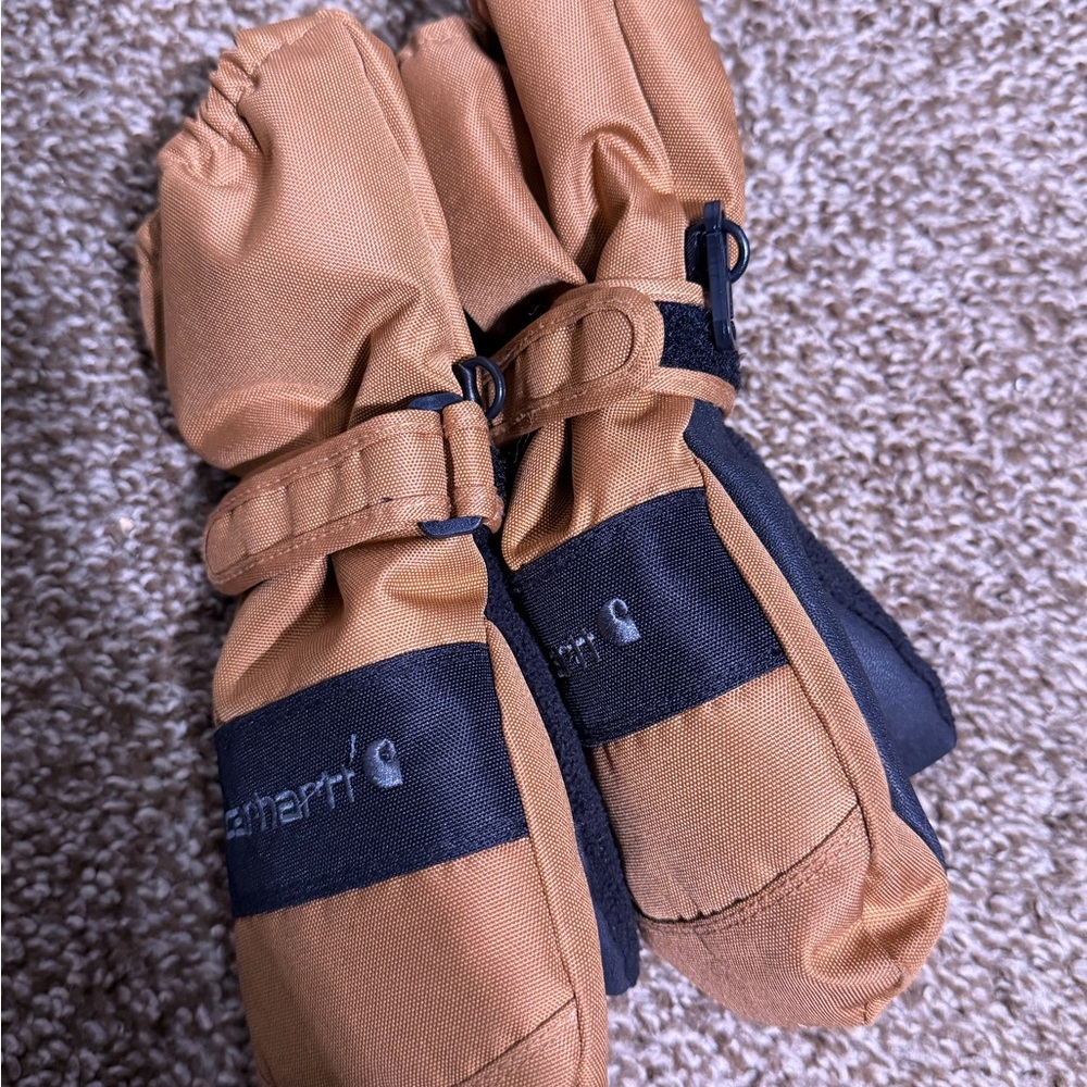 Carhartt Children's Mittens Thermal Waterproof TA774 Brown/Black Size M - Picture 4 of 5
